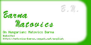 barna matovics business card